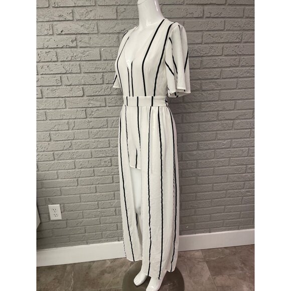 Crystal Doll Women Plunging V Neckline Stripe Maxi Romper Size 3 (juniors) - Picture 5 of 12